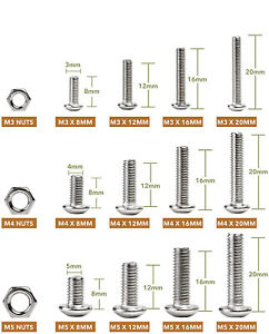 Small Nuts and Bolts Stainless Steel M3 M4 M5 Multi-Purpose Bolts and Nuts Pack