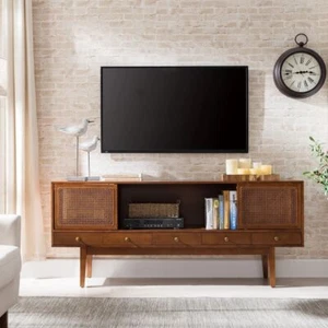 Mid Century Modern TV Stand Entertainment Center Console Media Cabinet Wood 70" - Picture 1 of 4