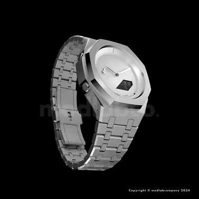 MLC Signature Silver Custom Casio G-Shock GA2100 Mod Watch Casioak Gift For Man - Image 1 of 4