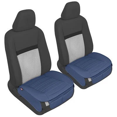 Funda de asiento delantera de cuero sintético Motor Trend para coches - Juego de 2 coches delanteros azules... Foto 1 de 4