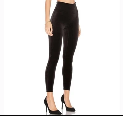 Spanx Womens Velvet Leggings M Velour Black High Rise Shapewear Club Skinny - Image 1 of 4