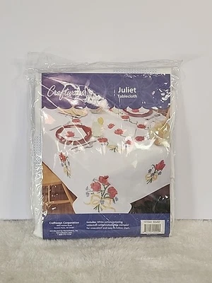 Craftways Juliet Tablecloth Roses Stamped for Cross Stitch Embroidery 60" X 60" - Image 1 of 4
