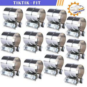 12PCS 2.5" Stainless Steel Butt Joint Exhaust Band Clamp Sleeve for Exhaust Pipe - Picture 1 of 9