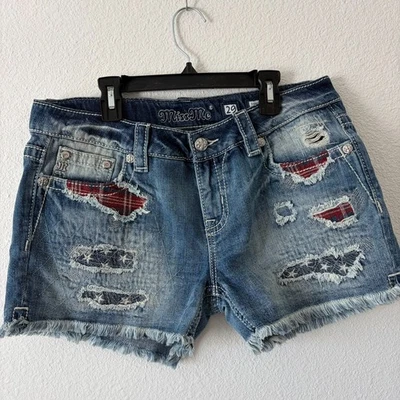 Miss Me Stars & Stripes Cut Off Fringe Shorts Size 29 Patriotic American Flag - Image 1 of 4