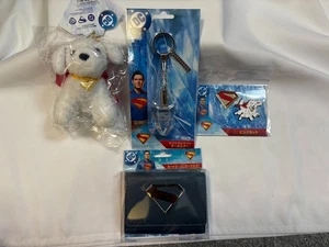 Superman Movie 2025 Pins & Crystal Light Keychain & Ball Chain & Card Case 4 Set - Picture 1 of 23
