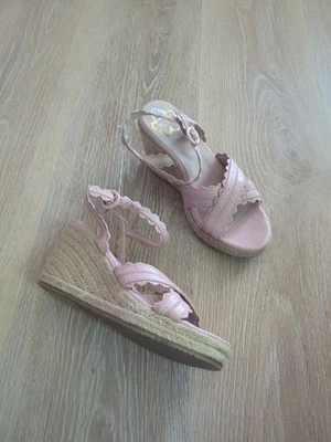 TED BAKER Taymie Rosa Cuero Cuña Alpargata Correa Tobillo Sandalias EE. UU. 9.5 Foto 1 de 4