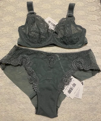 Conjunto de bragas sujetador cobertura completa gris La Perla Marchesa Collection 34B XS Foto 1 de 2
