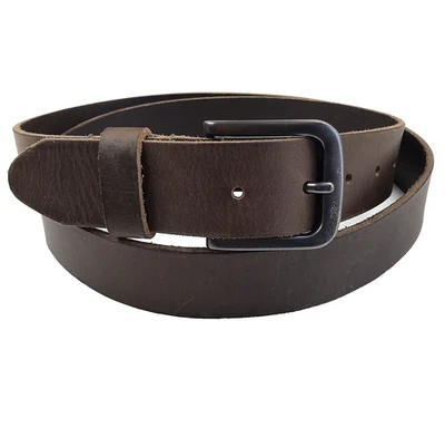 Cinturón para hombre talla 42/43 marrón cuero unido vestido de trabajo hebilla plateada sin marca Foto 1 de 4