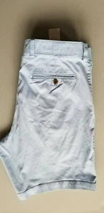 NORDSTROM SHOP Men Classic Fit Stretch Cotton Chino Shorts - Size 35 Sky Blue - Picture 1 of 5
