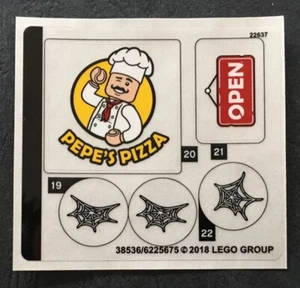 Lego Stickerbogen aus Set 76108 - Pepe's Pizza, offenes Schild, Spider-Man Netze - Bild 1 von 3
