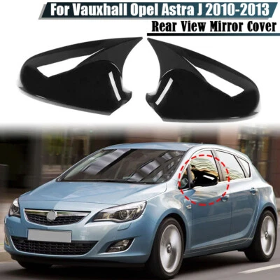 Par de molduras de espejo retrovisor lateral negro brillante para Vauxhall Opel Astra J 2010-2013 Foto 1 de 4