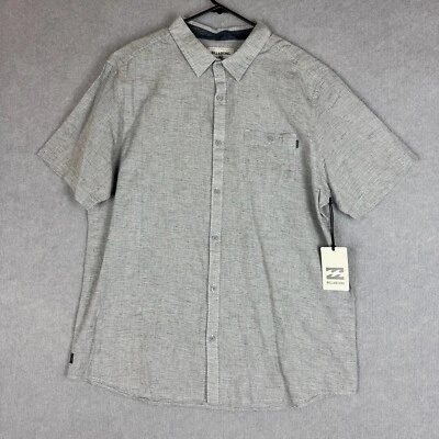 Billabong Shirt Mens XXL Light Grey Helix Short Sleeve Button Up Cotton NEW - image 1 of 4