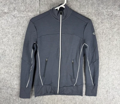 Jaqueta Icebreaker GT 260 Feminina Pequena Cinza Azul Zíper Completo Lã Merino Atlética - Imagem 1 de 4