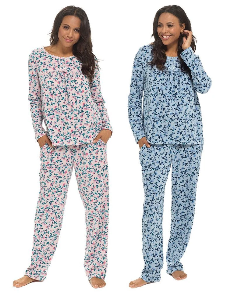 Womens Polar Fleece Pyjamas Ladies Long Sleeve Soft Touch Winter Pyjama Set - Image 1 of 1