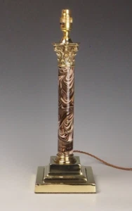 Antique Porcelain Corinthian Table Lamp with Marble Effect - Picture 1 of 17