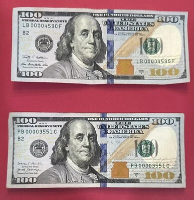 2 Amazing Low Serial Number $100 Dollar Bills 2009A And 2017A - Image 1 of 2