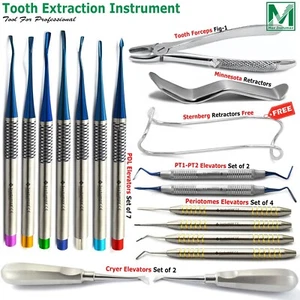 Tooth Extraction Root Elevator Luxation Tooth Extracting Forceps Retractors Set - Picture 1 of 8