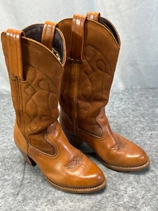Vintage Dexter USA Brown Leather Stacked Heel Cowgirl Boots 6.5 M Vintage - Picture 1 of 8