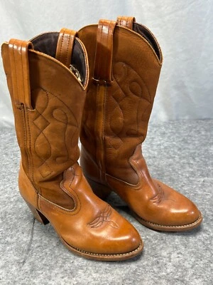 Vintage Dexter USA Brown Leather Stacked Heel Cowgirl Boots 6.5 M Vintage - Image 1 of 4