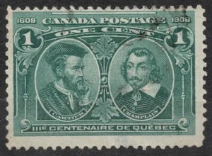 Sn:#97 1908 1 cent CANADA KANADA Quebec Tercentenary Jacques Cartier & Champlain - Picture 1 of 2
