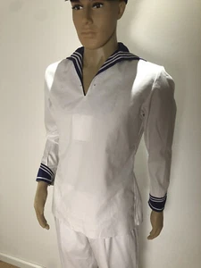 Original Bundeswehr Marinehemd Matrosenhemd Bordhemd mit Kragen - weiß - Bild 1 von 4