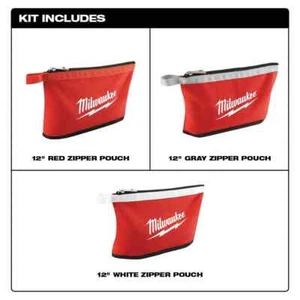 Milwaukee Zipper Tool Bag Storage Organizer Pouch Work Multi Color 12 in. 3 - Picture 1 of 11