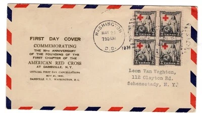 #702 Red Cross 1931 FDC - Planty #56 - Image 1 of 2