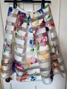 Ted Baker Size 3 12 ivory solid & sheer floral skirt w30” worn once - Picture 1 of 7