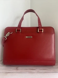 Franklin Covey Red Planner Organizer Zip Tote Shoulder Bag 7-ring Binder Leather - Picture 1 of 24