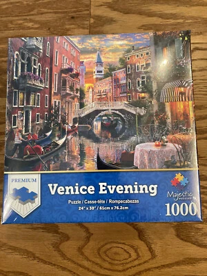 Majestic 1000 Piece Jigsaw Puzzle Venice Evening Brand New Sunset Gondola Italy - Image 1 of 4