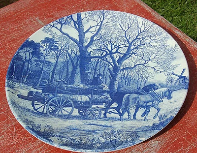ASSIETTE DECORATIVE -DELF BLAUW- CHEVAUX - CALECHE -ANCIENNE      //C38// - Photo 1/2