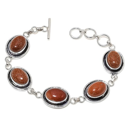 VALENTINO Bracciale in argento sterling 925 fatto a mano con pietre rosse misura 7 8''