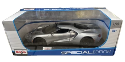 2017 Maisto Ford GT Silver 1/18 scale diecast with 2 Black Stripes. Sealed 31384 - Image 1 of 4