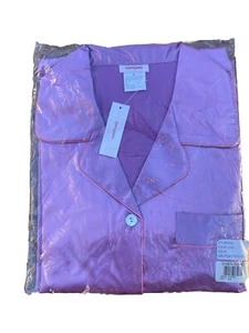HSN Danny Jams Womens Pajama Set Purple Medium Button Up Long Sleeve pockets - Picture 1 of 4