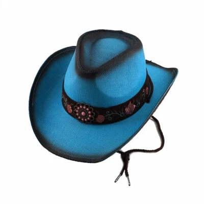 Sombrero de Paja Vaquera Rosa Flor De Colección Fiesta Occidental Concierto Mujer Vaquero Foto 1 de 4