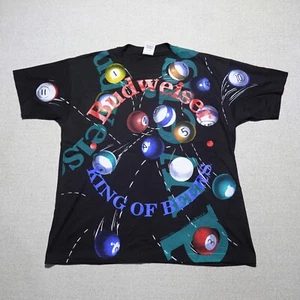 NWOT Vintage 1992 Budweiser Shirt Wild Oats XL USA Billiard Pool AOP Single Stch - Picture 1 of 14
