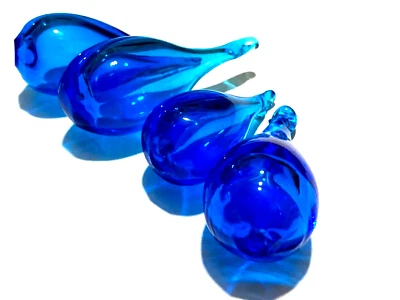 GOCCIA PENDENTE IN VETRO DI MURANO BLU, 70MM, FATTA A MANO