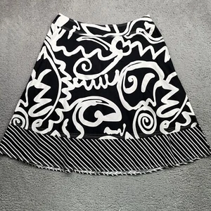 Allison Taylor Cotton Black White Abstract Striped Design Casual Skirt Size 16  - Picture 1 of 10