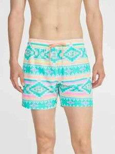 Chubbies The En Fuegos Classic Swim Trunk Men's M 4" Teal Geo Aztec Print NEW - Picture 1 of 17