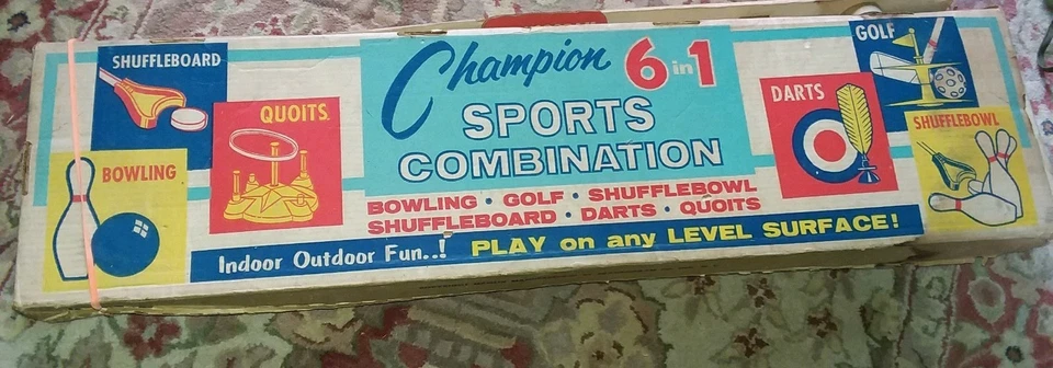 Vintage toy TRANSOGRAM 1959 SPORTS COMBINATION QUOITS GOLF SHUFFLEBOArd bowling  - Image 1 of 4