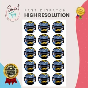15X POLICE 2" PERSONALISED ROUND EDIBLE BIRTHDAY CUPCAKE TOPPERS - Picture 1 of 4
