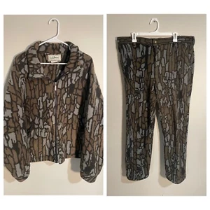 Vintage LL Bean Polarplus Baumrinde tarnfarben Jagd durchgehender Reißverschluss Fleece & Hose Herren XL - Bild 1 von 22