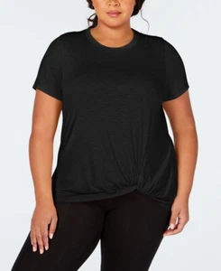 Ideology Womens Plus Size Knot Front T-Shirt Noir Size 2X - Picture 1 of 1