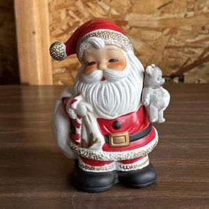 Vintage Homeco 5610 Weihnachtsmannbank mit Teddybär, 6,5 Zoll groß - Bild 1 von 5