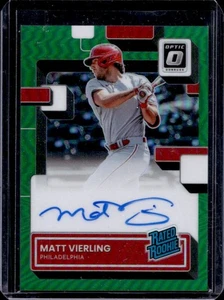 2022 Donruss Optic Matt Vierling Rated Rookie Green Prizm Auto #3/5 Phillies - Picture 1 of 2