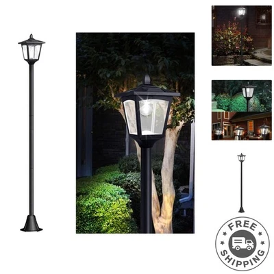 Elegante poste de lámpara solar vintage de 67 pulgadas con luz regulable, perfecto para caminos Foto 1 de 4