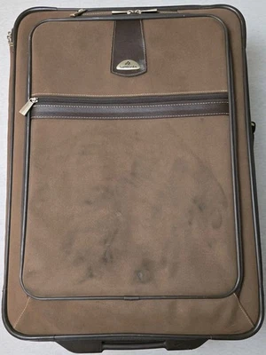 Maleta de equipaje Samsonite con ruedas vertical revisada marrón lado blando expandible Foto 1 de 4