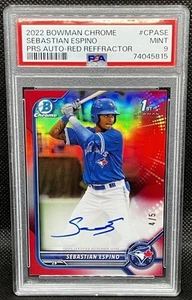 2022 Bowman Chrome Sebastian Espino Red Refractor Auto /5 PSA 9 | Card No CPA-SE - Picture 1 of 3