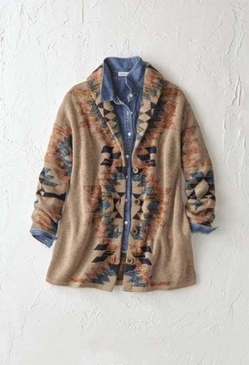 Coldwater Creek Sunset Ridge Cardigan Color Heather Oatmeal Multi - Image 1 of 4