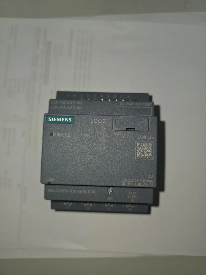 Siemens Logo 8.4 Logic Module PLC 6ED1052-2MD08-0BA2 Used - Image 1 of 4